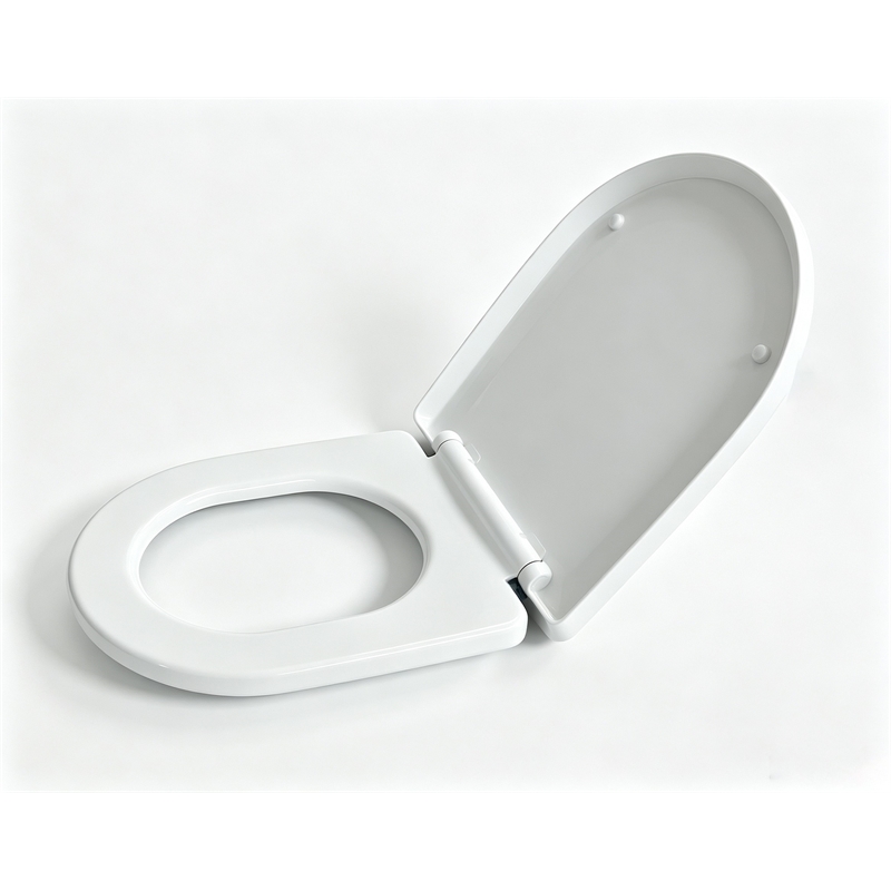 White Polypropylene U-Shaped Toilet Seat with Cover 17.72 x 13.98 in