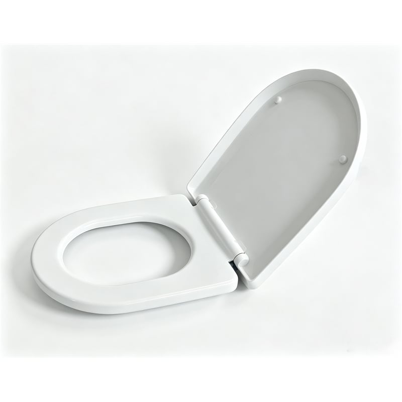 White Polypropylene U-Shaped Toilet Seat with Cover 16.34 x 12.99 in