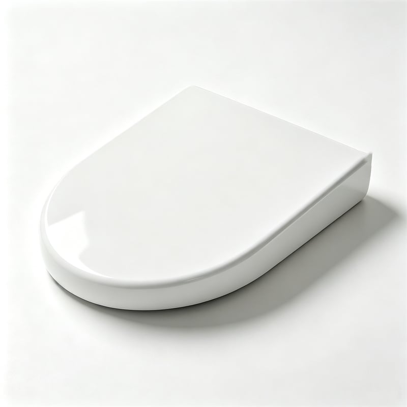 White Polypropylene U-Shaped Toilet Seat with Cover 16.34 x 12.99 in