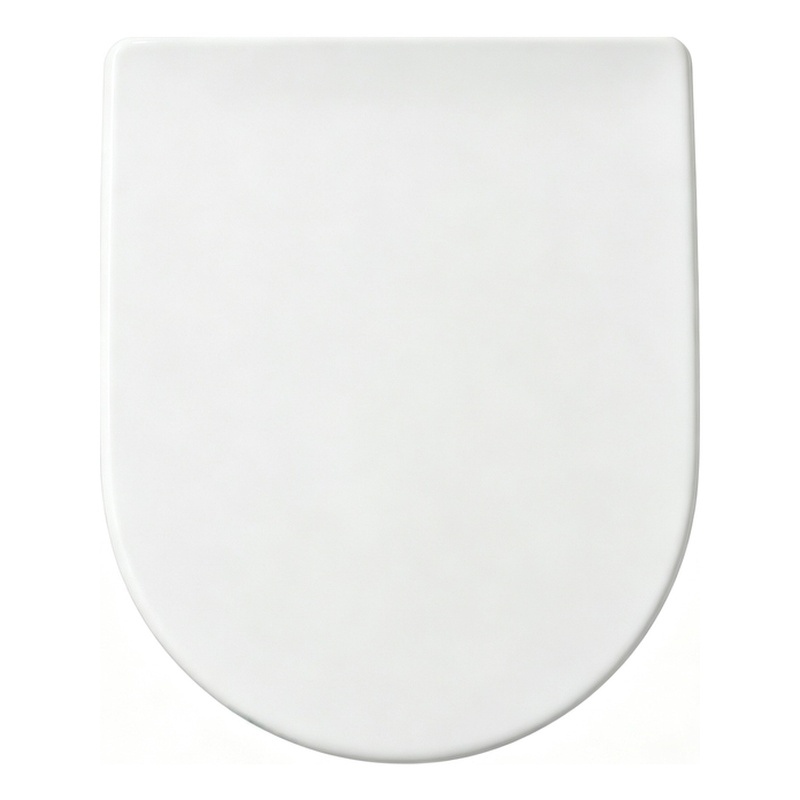 White Polypropylene U-Shaped Toilet Seat with Cover 16.34 x 12.99 in