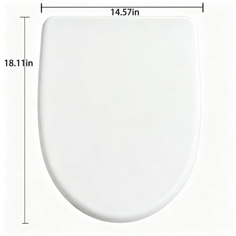 White Polypropylene V-Shaped Toilet Seat with Cover 18.11 x 14.57 in