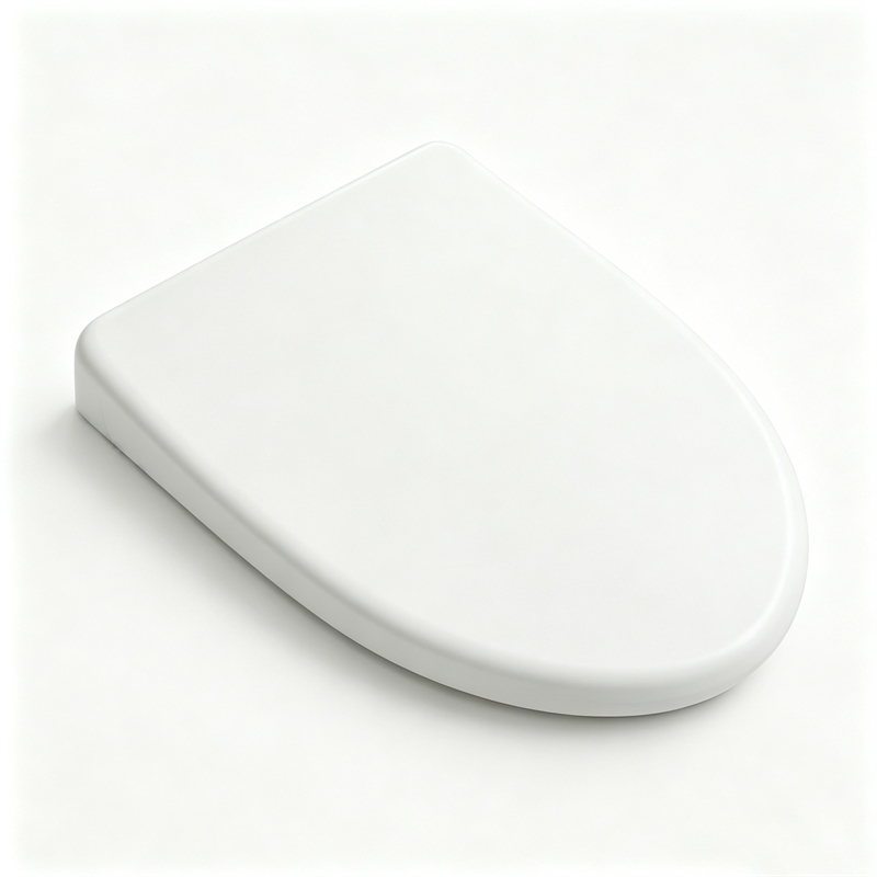 White Polypropylene V-Shaped Toilet Seat with Cover 18.11 x 14.57 in
