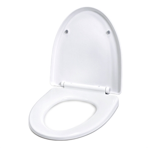 White Polypropylene V-Shaped Toilet Seat with Cover 17.44 x 14.76 in
