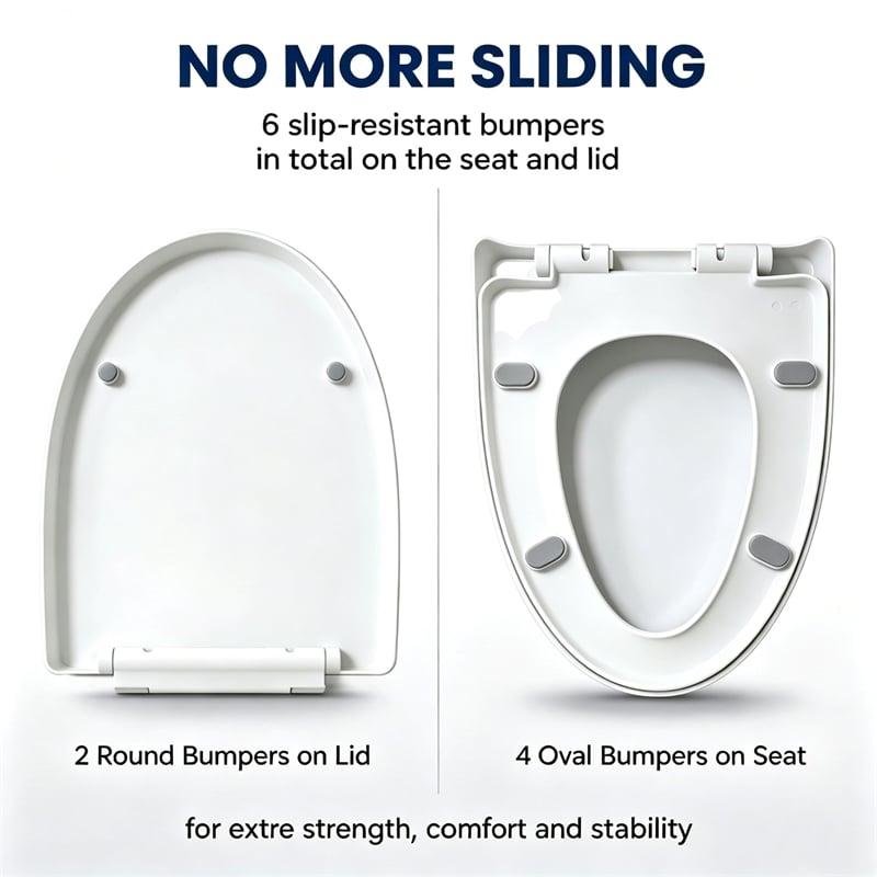 White Polypropylene V-Shaped Toilet Seat with Cover 17.44 x 14.76 in