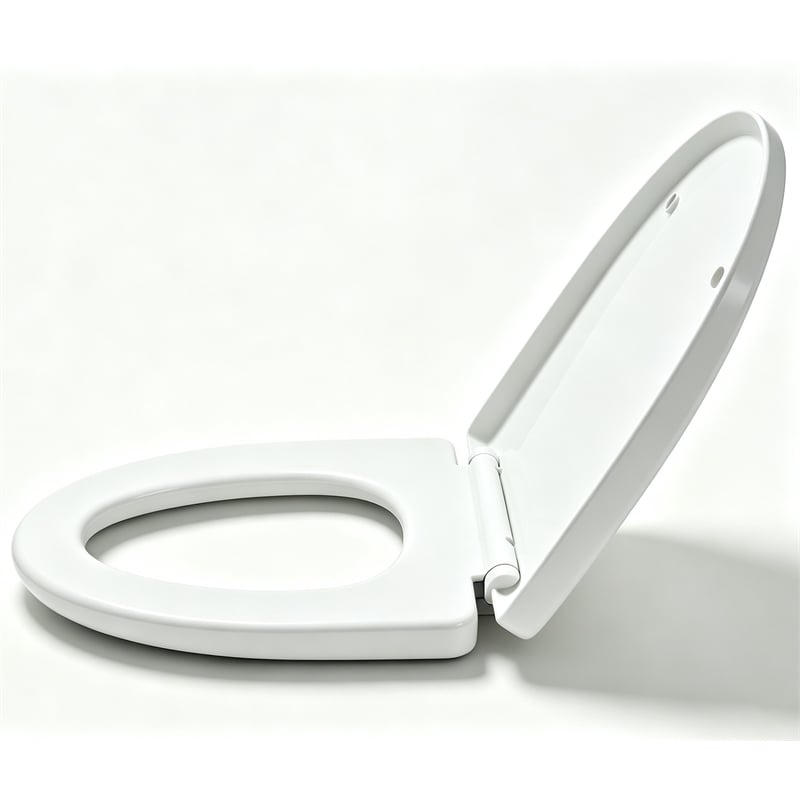 White Polypropylene V-Shaped Toilet Seat with Cover 17.44 x 14.76 in