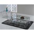 Best Master Furniture Abigail Glass and Stainless Steel Base End Table in Silver