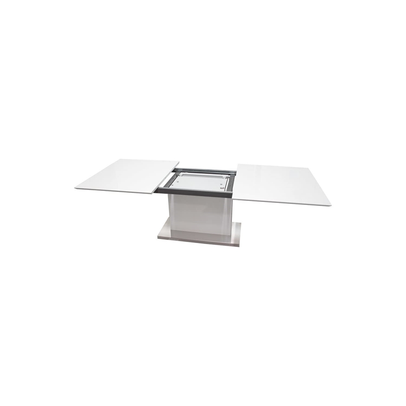 Best Master Furniture Alaskan Extendable High Gloss Dining Table in White/Gray
