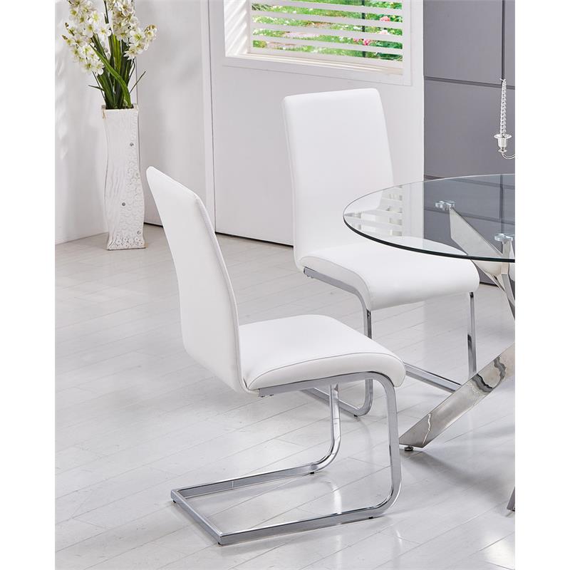 Best Master Alison 5-Piece Modern Glass Top Dinette Set in White