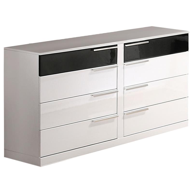 Best Master Bahamas 8-Drawer Poplar Wood Bedroom Dresser in Black/White