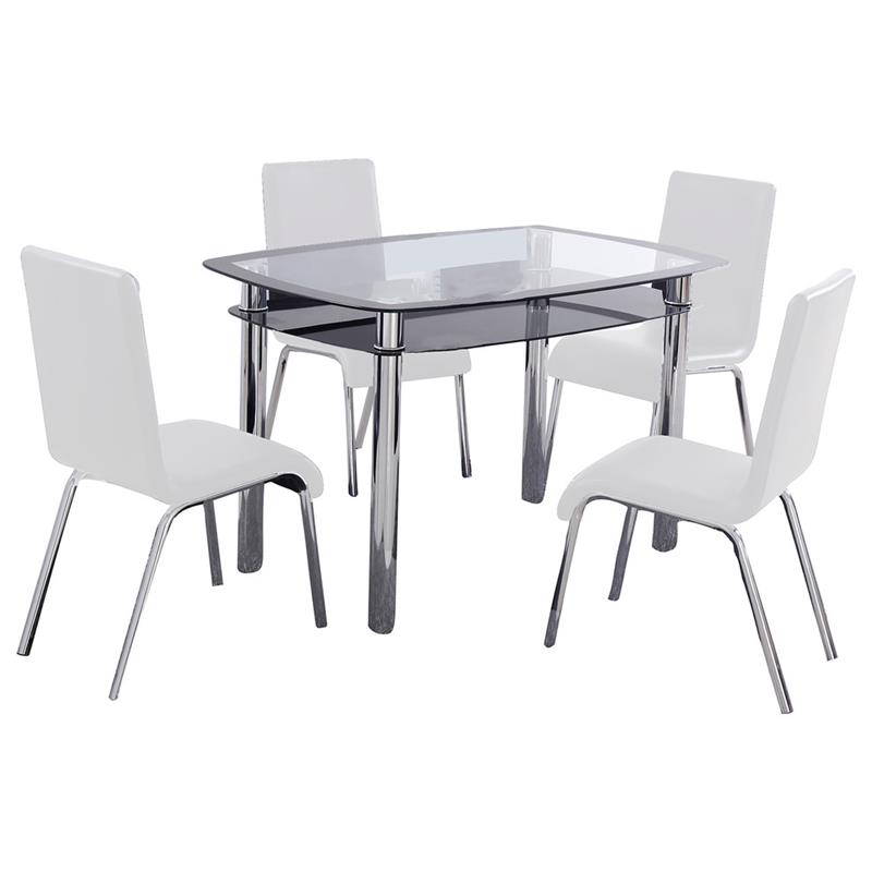 Best Master Bailee Modern Faux Leather Dining Side Chair in White (Set of 4)