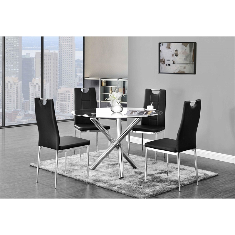 Best Master Beverly Faux Leather Upholstered Side Chair - Black (Set of 2)