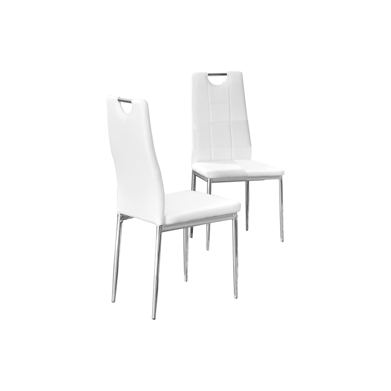 Best Master Beverly Faux Leather Upholstered Side Chair - White (Set of 2)