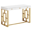 Best Master Brooks 3-Drawer Wood and Stainless Steel Frame Writing Desk - Gold