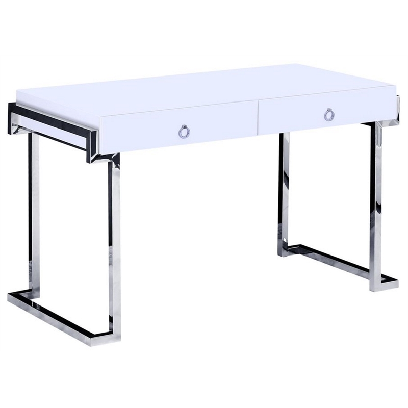 Best Master Juneau Modern 2-Drawer Engineered Wood Computer Desk in Silver