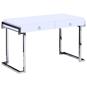 Best Master Juneau Modern 2-Drawer Engineered Wood Computer Desk in Silver