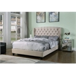 Best Master Frances Solid Wood/Fabric Upholstery Queen Platform Bed - Beige
