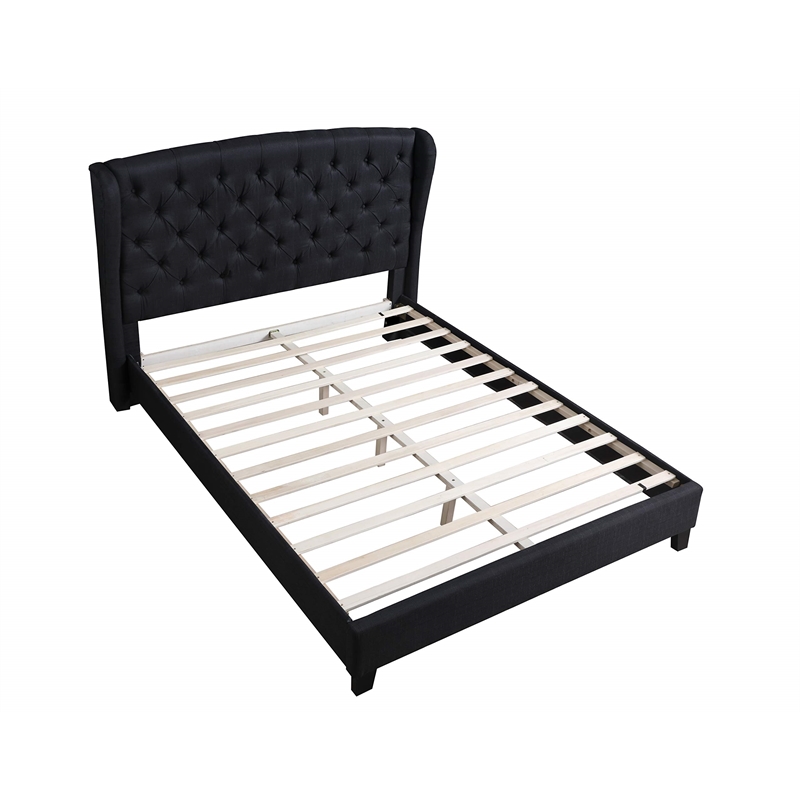 Best Master Frances Solid Wood/Fabric Upholstery Queen Platform Bed - Beige
