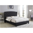 Best Master Frances Solid Wood/Fabric Upholstery Queen Platform Bed in Black