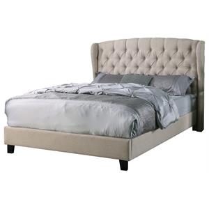 Best Master Frances Solid Wood/Fabric Upholstery East King Platform Bed - Beige
