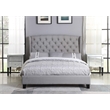 Best Master Frances Solid Wood/Fabric Upholstery Cal King Platform Bed in Gray