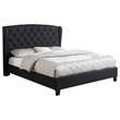 Best Master Frances Solid Wood/Fabric Upholstery Cal King Platform Bed in Black