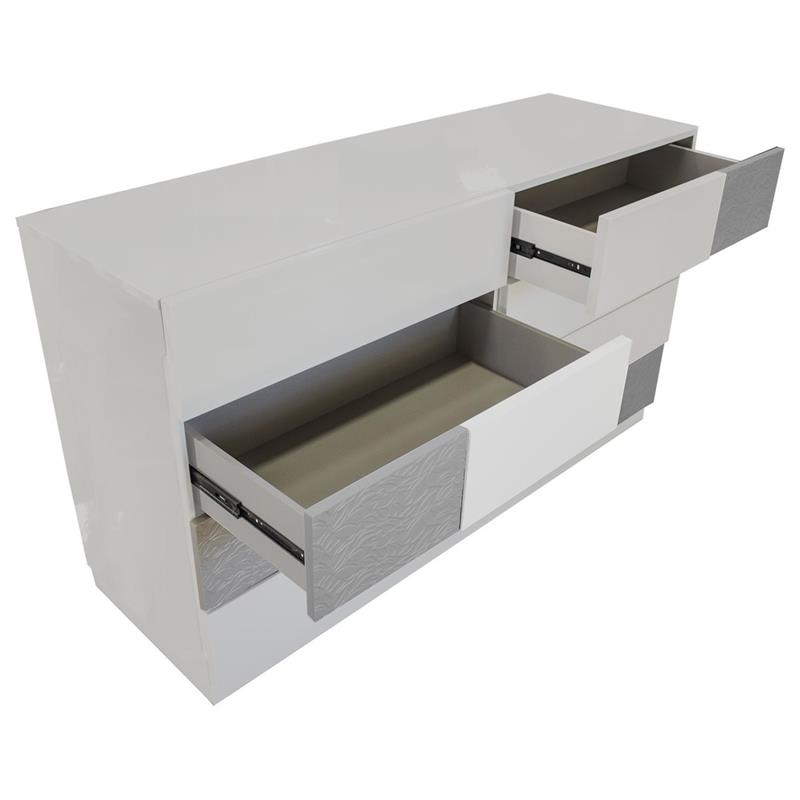 Best Master Naple 5-Piece Poplar Wood East King Platform Bedroom Set Gray/Silver