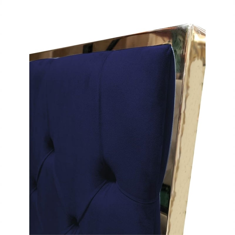 Best Master Kressa Velour Fabric Tufted Cali King Platform Bed in Blue