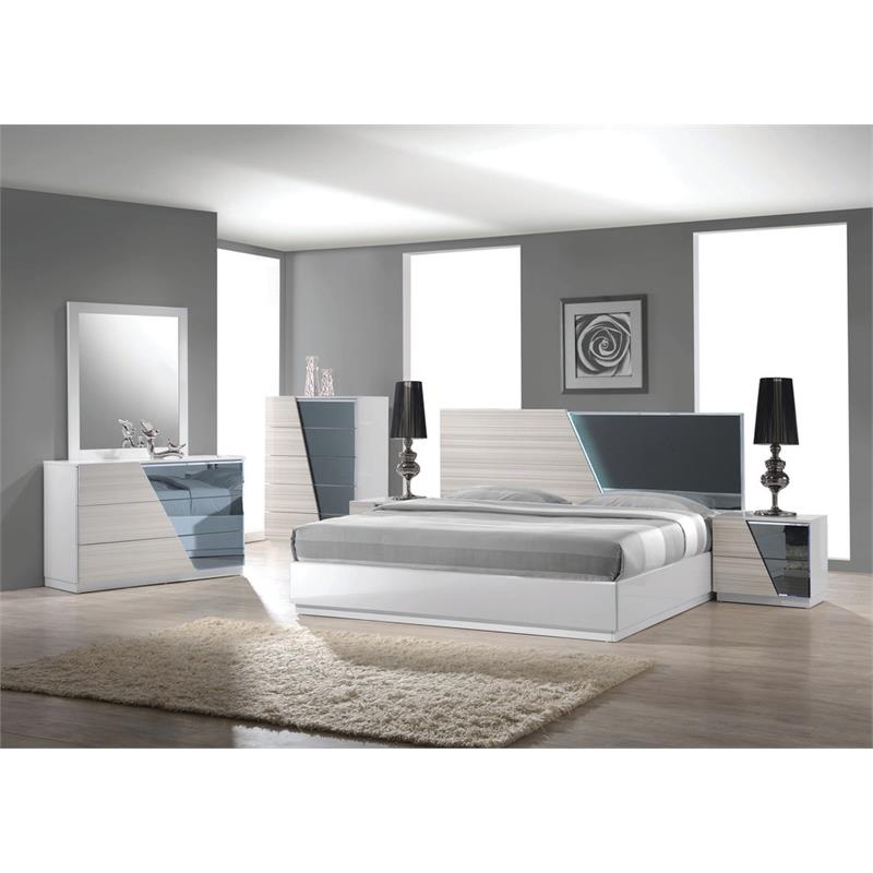 Best Master Manchester Poplar Wood Queen Platform Bed in Zebra/Gray