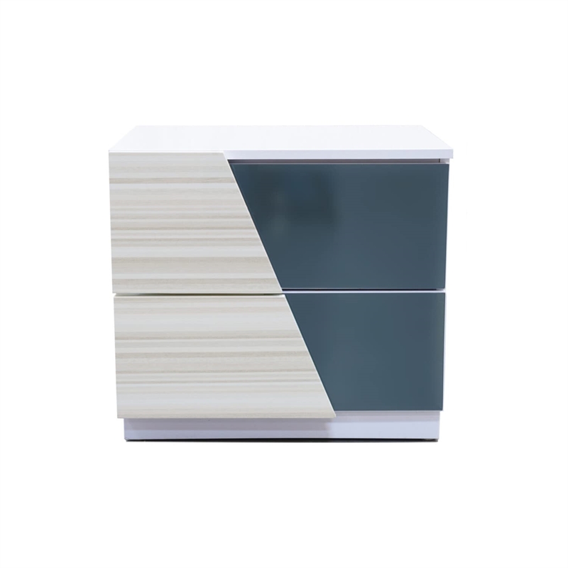 Best Master Manchester 2-Drawer Poplar Wood Bedroom Nightstand in Zebra/White