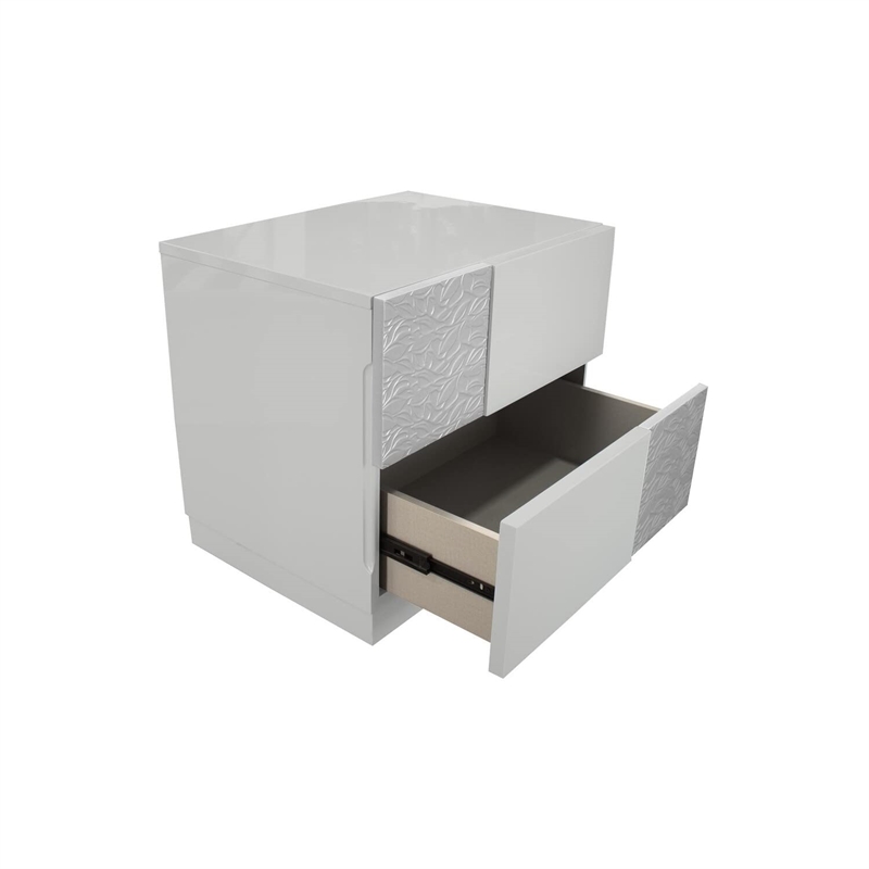 Best Master Naple 2-Drawer Poplar Wood  Bedroom Nightstand in Gray/Silver Line