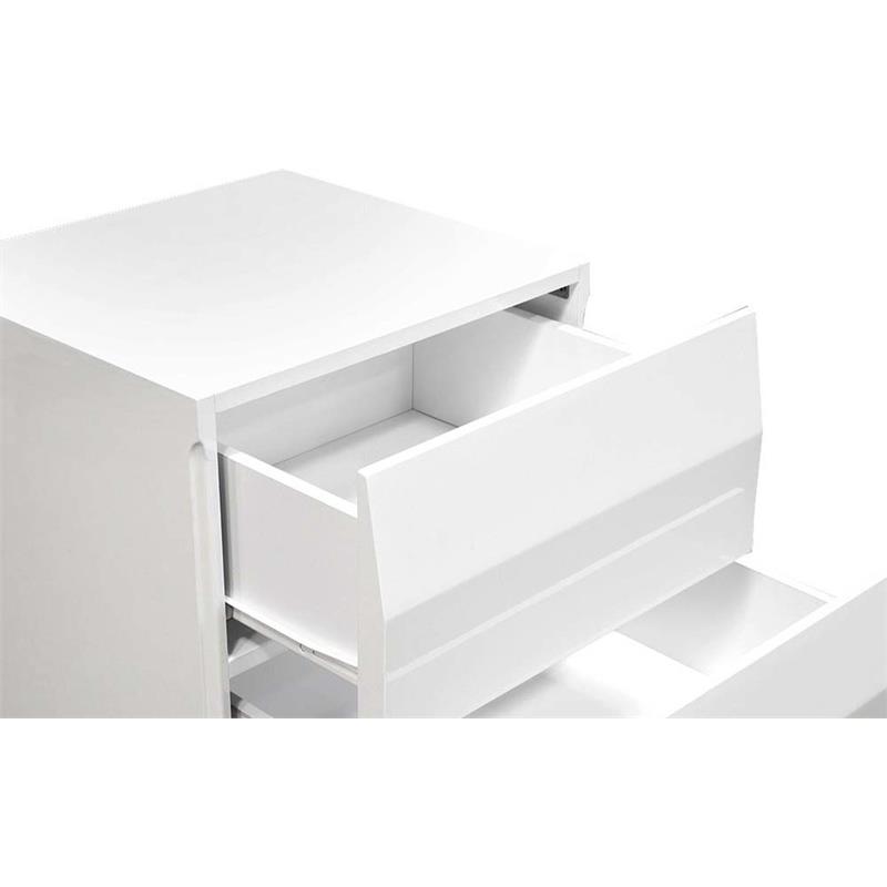 Best Master Spain 2-Drawer Poplar Wood Bedroom Nightstand in White/Silver Base