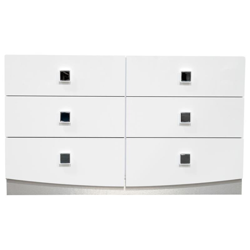 Best Master France 6-Drawer Poplar Wood Bedroom Dresser in White Lacquer