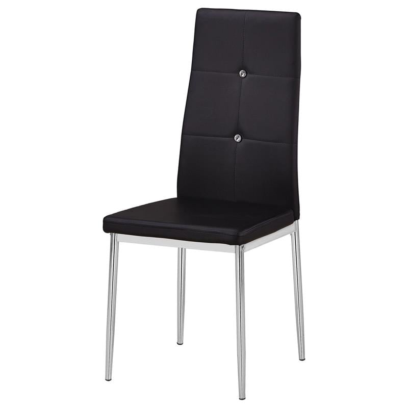 Best Master Trina Bi Cast Faux Leather Dining Side Chair in Black (Set of 2)