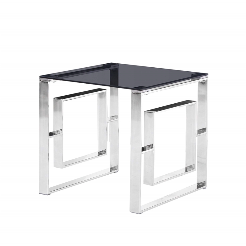 Best Master Mallory Stainless Steel and Smoked Glass End Table in Gold