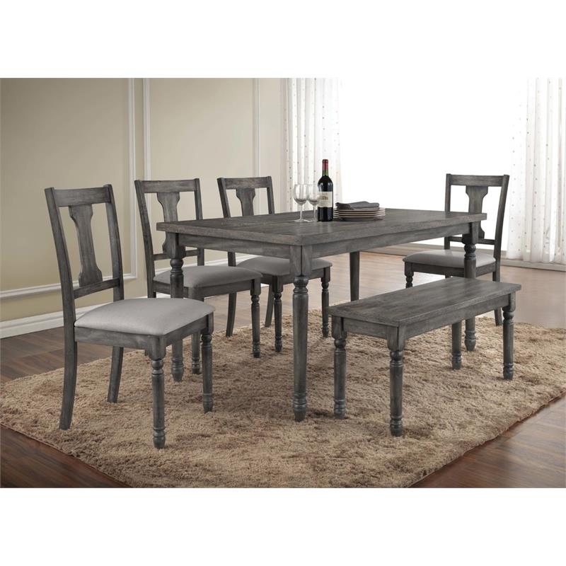 Best Master Demi Birch Transitional Wood Top Dining Table in Smoked Gray