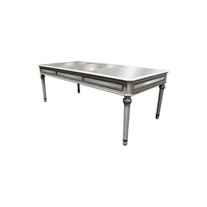 Best Master Emory Solid Wood Dining Room Table in Antique Cream With Mirrored