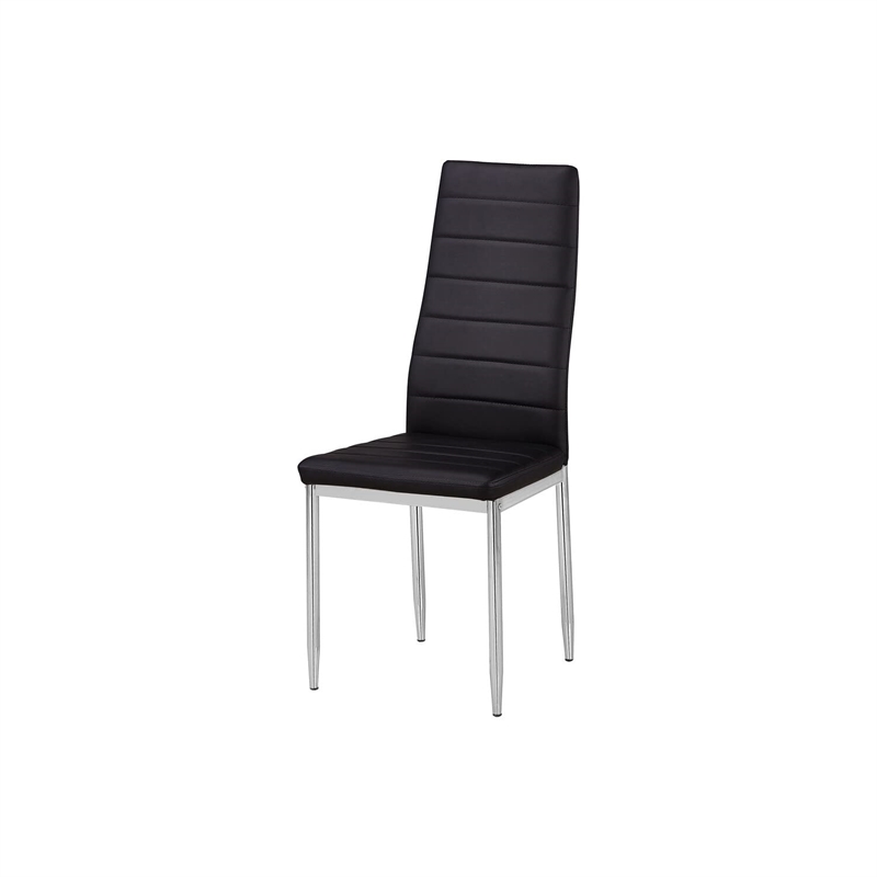 Best Master Chapman Bi Cast Leather Dining Side Chair in Black (Set of 2)