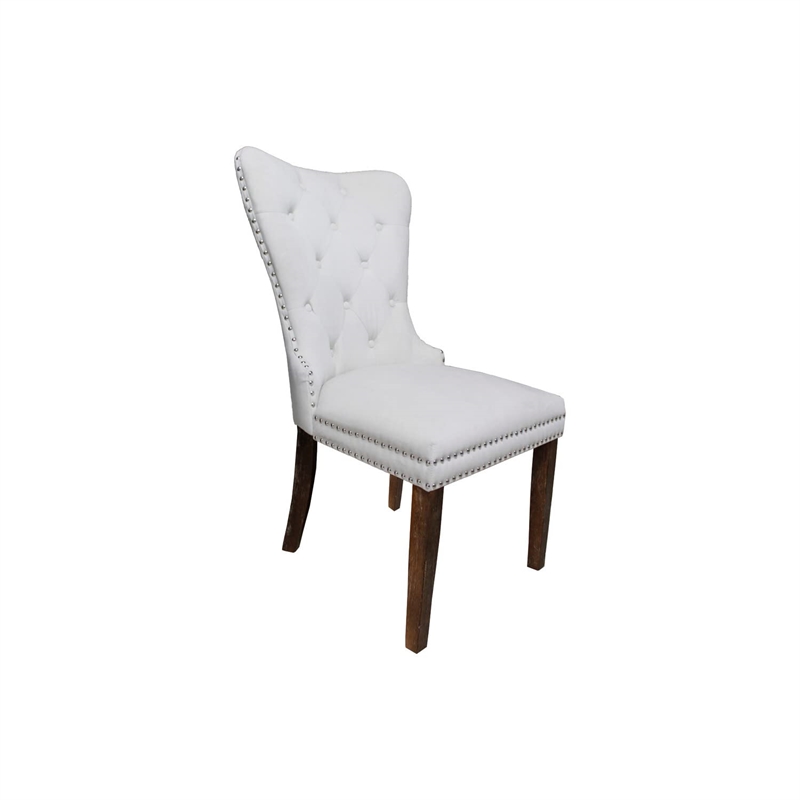 Best Master Julia Light Gray Velvet Dining Side Chair in Beige (Set of 2)