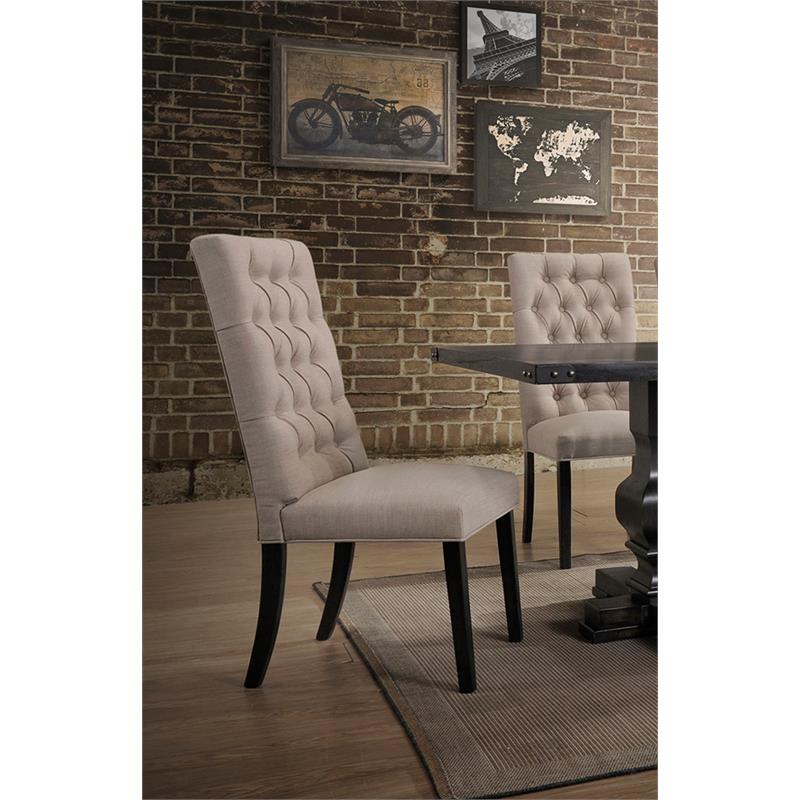 Best Master Michelle Solid Wood Dining Side Chair in Rustic Black (Set of 2)