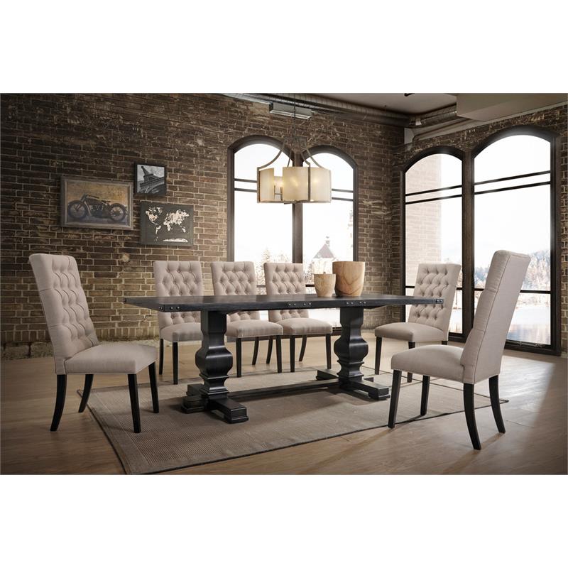 Best Master Michelle Solid Wood Dining Side Chair in Rustic Black (Set of 2)