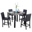 Best Master Furniture Melissa Wood and Faux Marble Counter Height Table in Black