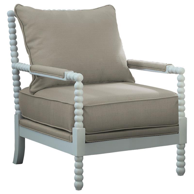 Best Master West Palm Solid Wood Living Room Accent Chair in Beige/White