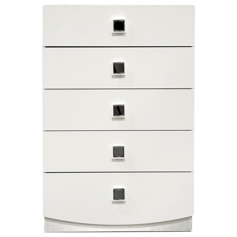 Best Master France 5-Drawer Poplar Wood Bedroom Chest in White Lacquer