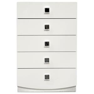 Best Master France 5-Drawer Poplar Wood Bedroom Chest in White Lacquer
