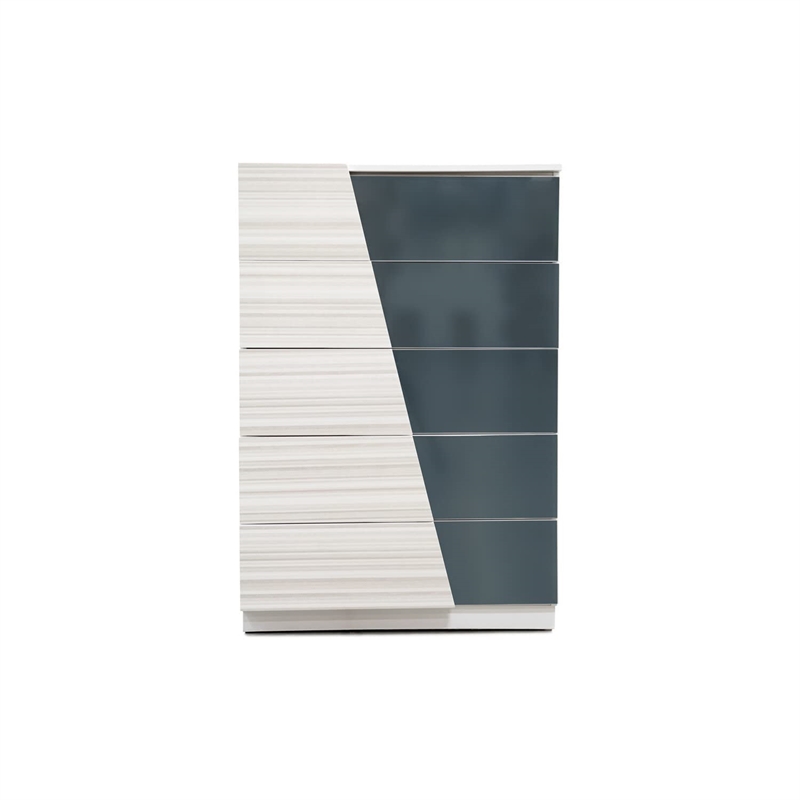Best Master Manchester 5-Drawer Poplar Wood Bedroom Chest in Zebra/White