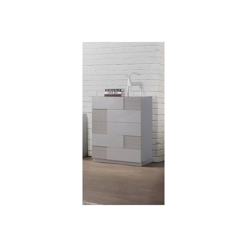 Best Master Naple 5-Drawer Poplar Wood Bedroom Chest in Gray/Silver Line