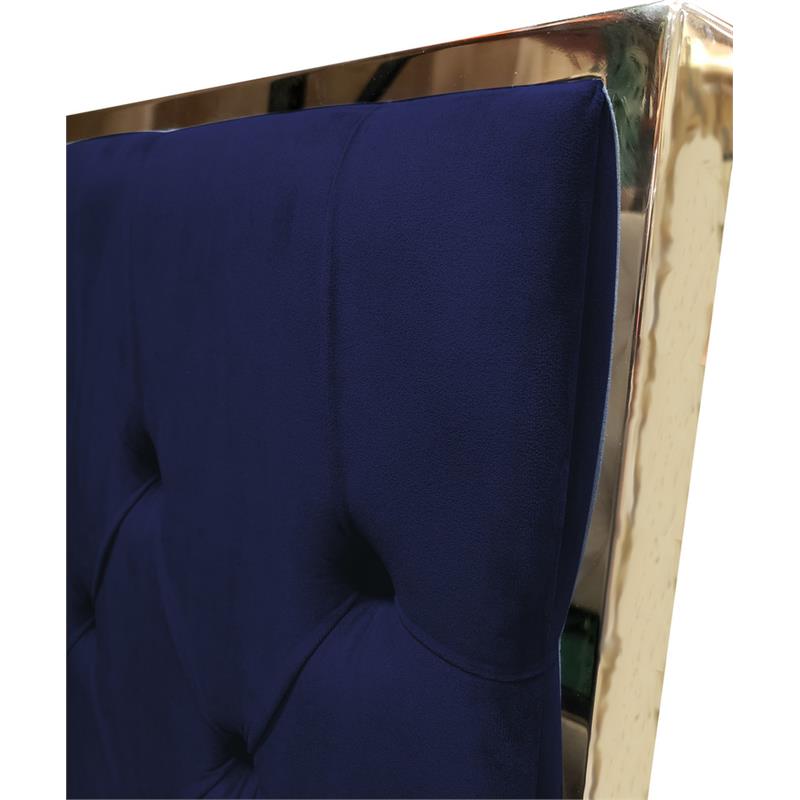 Best Master Kressa Velour Fabric Tufted East King Platform Bed in Blue