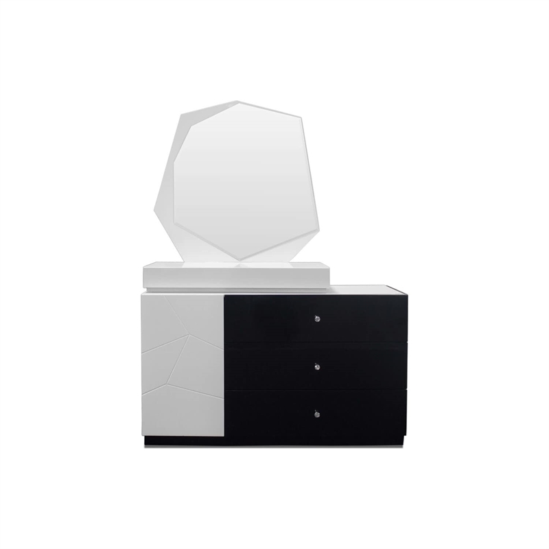 Best Master 5-Piece Wood Queen/King Platform Bedroom Set in White/Black