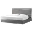 Best Master Leon Poplar Wood Eastern King Platform Bed in Gray With Silver Base