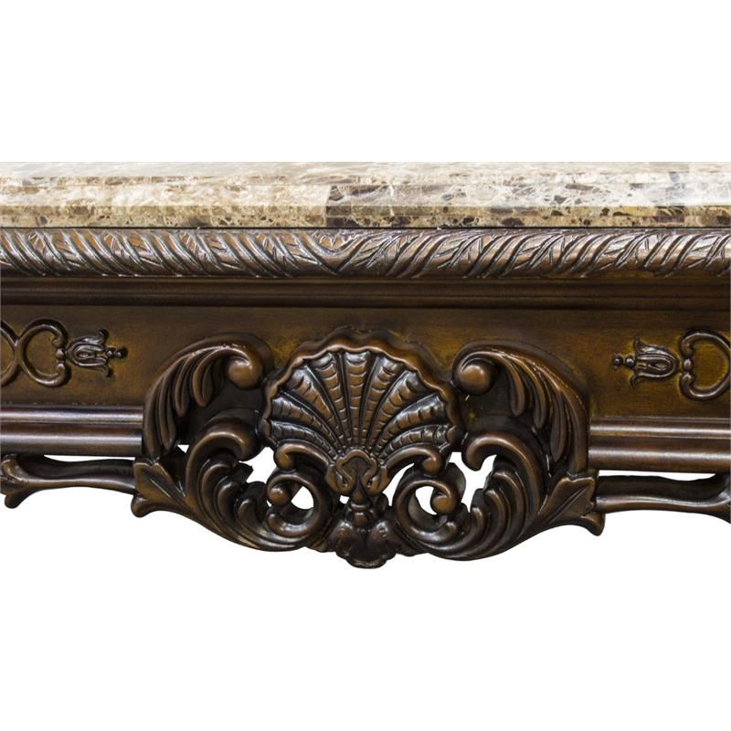 Best Master Traditional Solid Wood and Faux Marble Top Console Table in Cherry
